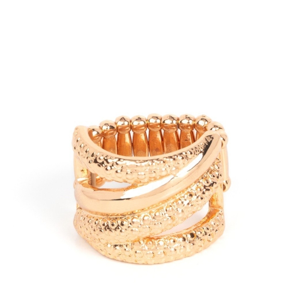 Elegant Gold Textured Women's Ring  Contemporary Convergence Fashion Jewelry